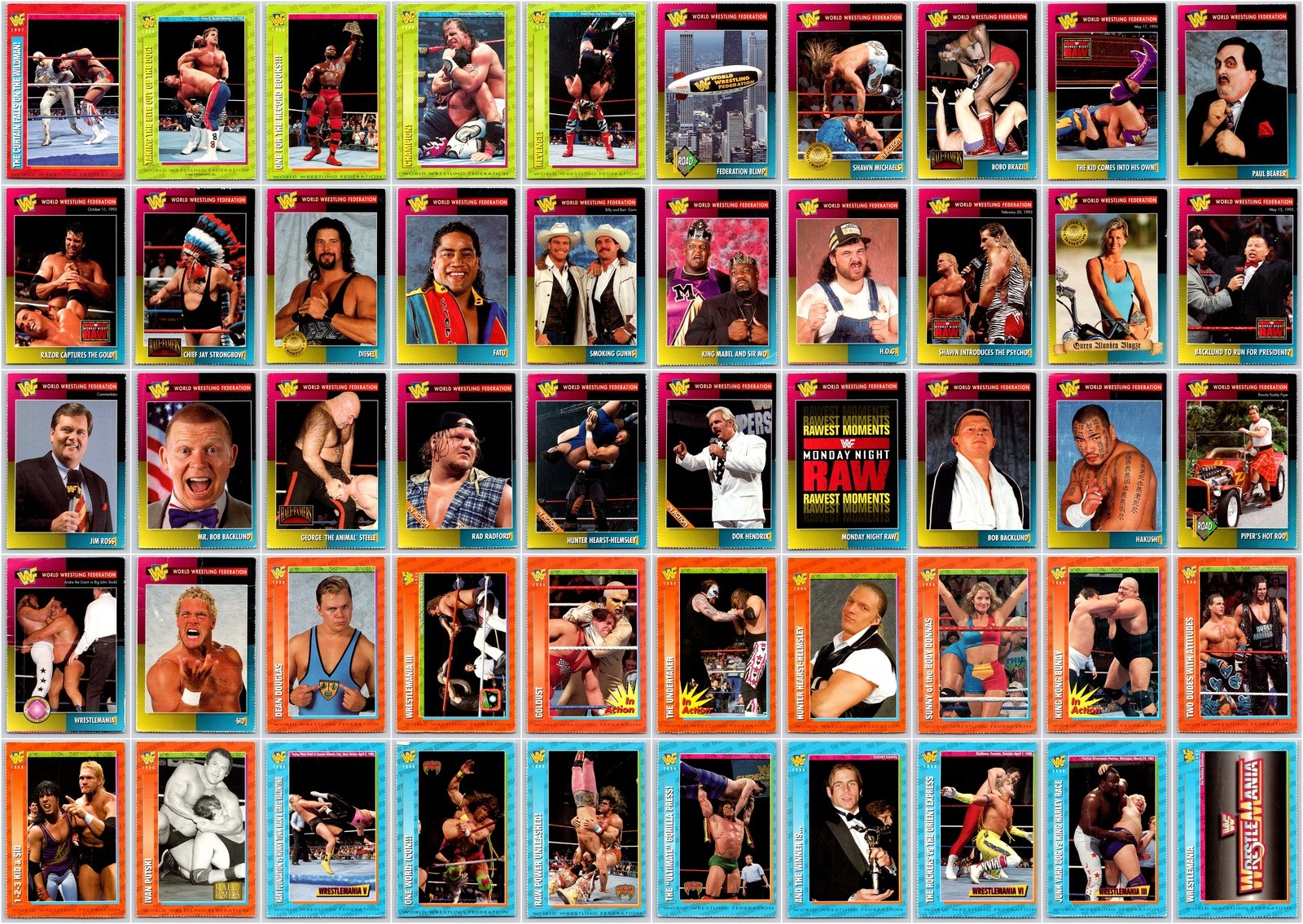 1996 Lot of 50 Wrestling Cards Collection WWF Magazine Cards HHH Hart Giant poor