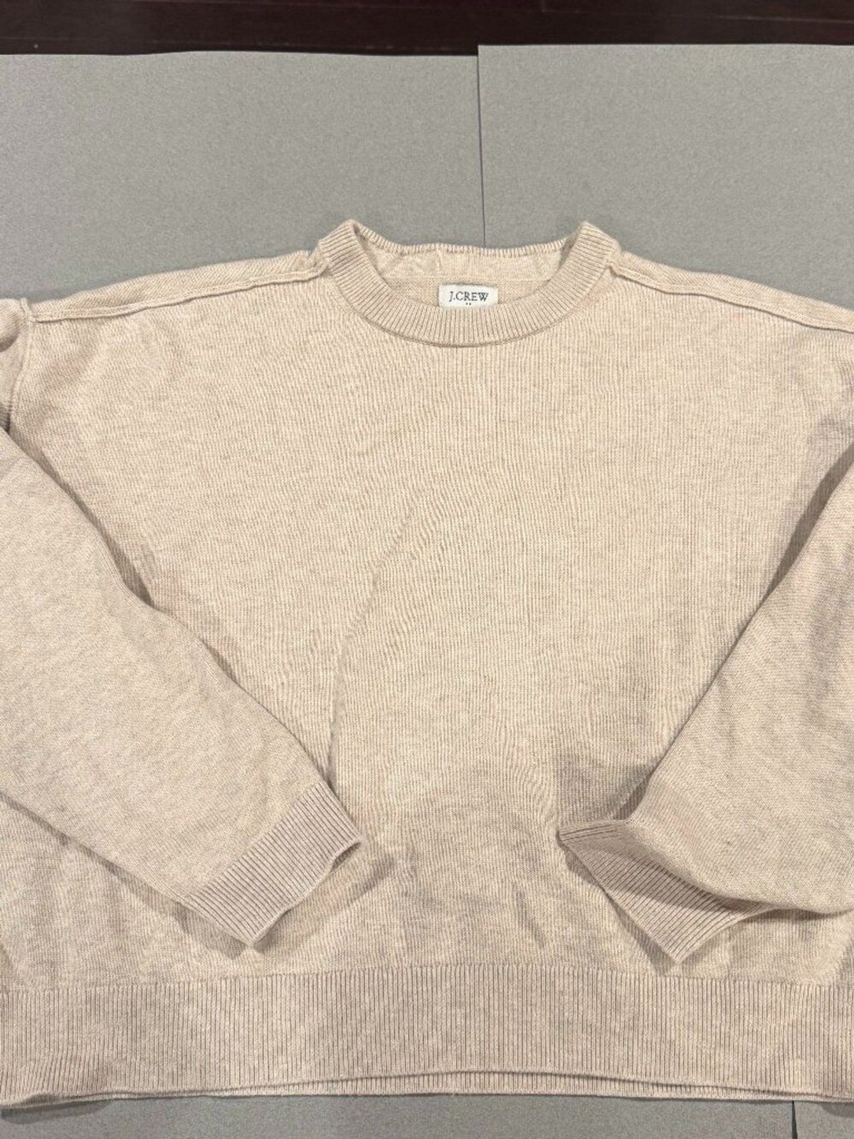 J.Crew Beige Cropped Boxy Sweater Exposed Seams Women\'s Size S