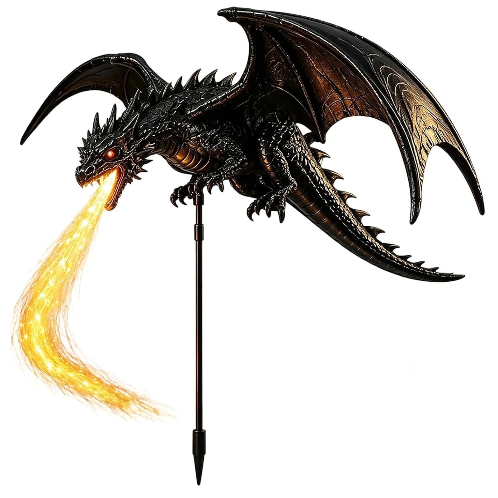 Solar Dragon Fire Garden Stake Light, Solars Powered Dragons Figurine