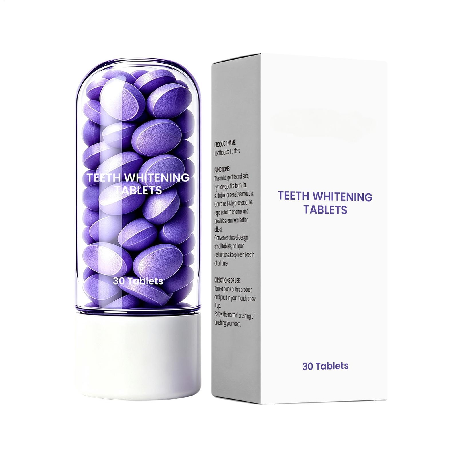 Asuno Official Teeth Whitening Tablets With Menthol, Xylitol & Grape Extract