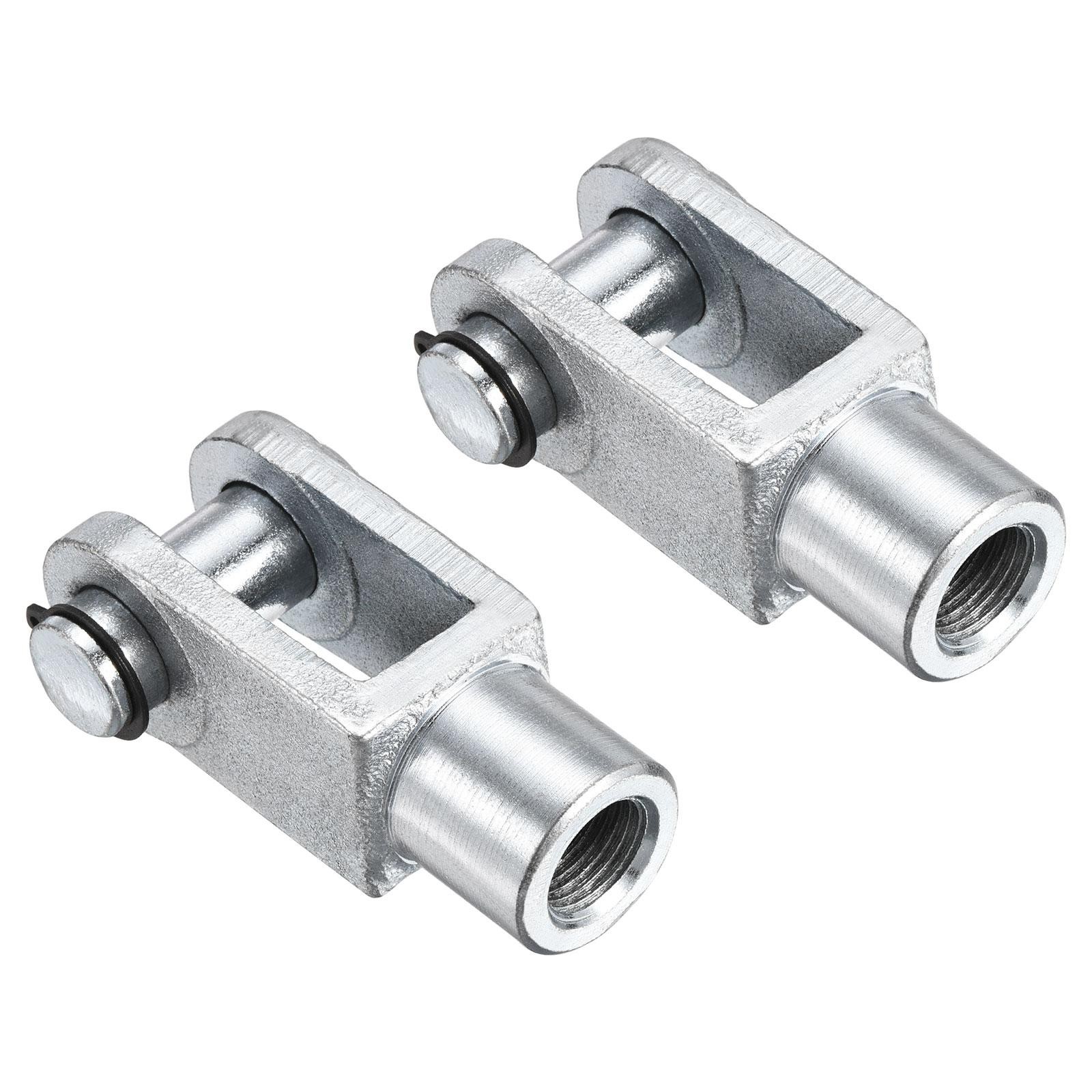 2pcs Air Cylinder Rod Clevis End M16x1.5 Female Thread Y Connector, Silver