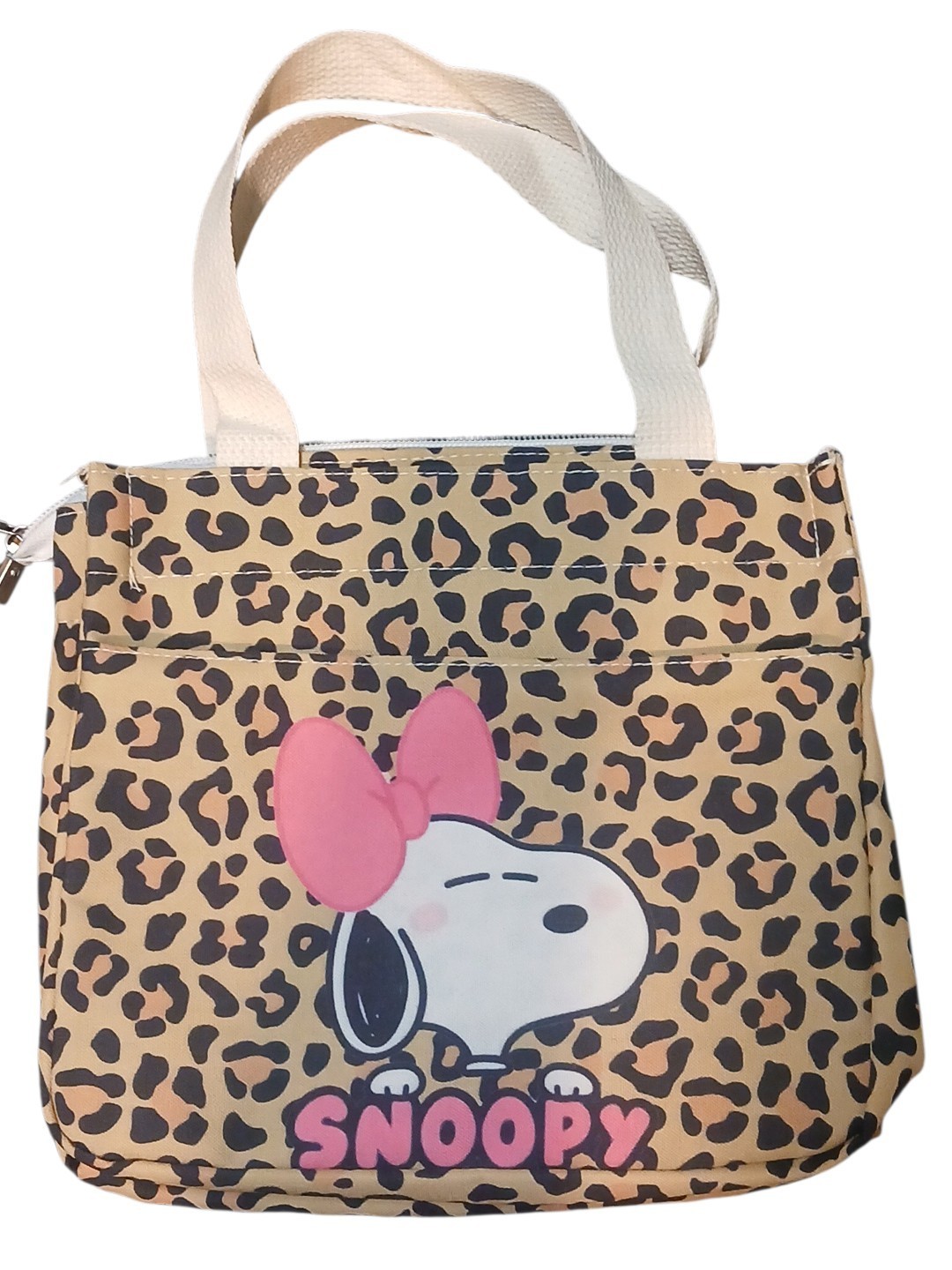 LAST ONE Peanuts -ECO Friendly, Snoopy\'s Girlfriend, Leopard Print Lined Handbag LAST ONE Peanuts -ECO Friendly, Snoopy\'s Girlfriend, Leopard Print Lined Handbag