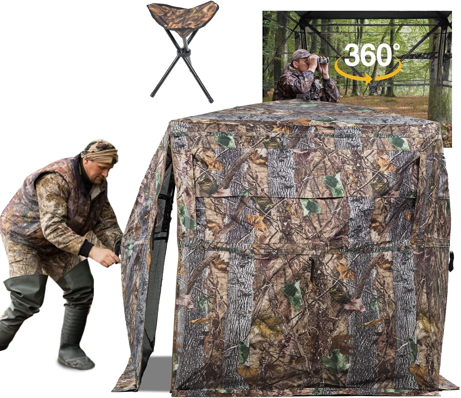 FUNHORUN Hunting Blind 270/360 Degree See Through Ground Blind with Carrying FUNHORUN Hunting Blind 270/360 Degree See Through Ground Blind with Carrying
