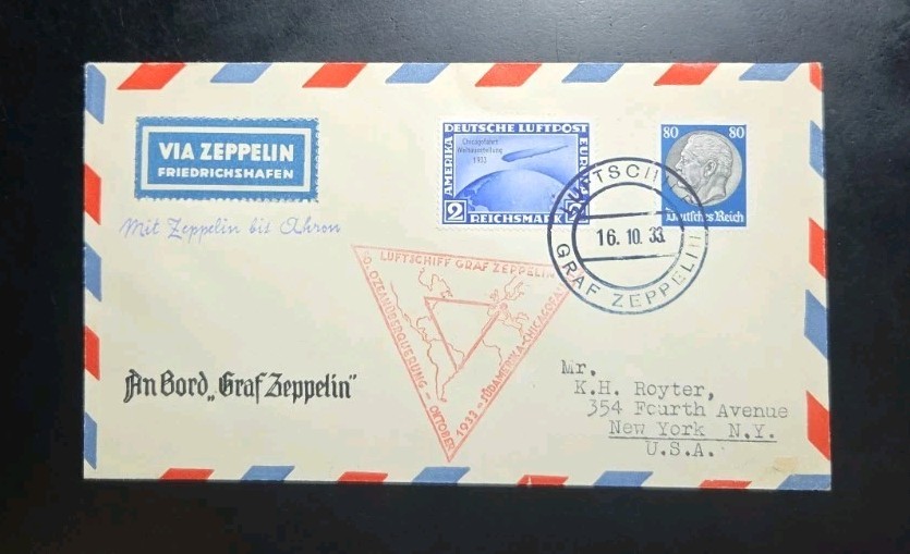 1933 LZ-127 Graf Zeppelin Chicago Flight Germany #C44 2R Sieger Cover 1933 LZ-127 Graf Zeppelin Chicago Flight Germany #C44 2R Sieger Cover