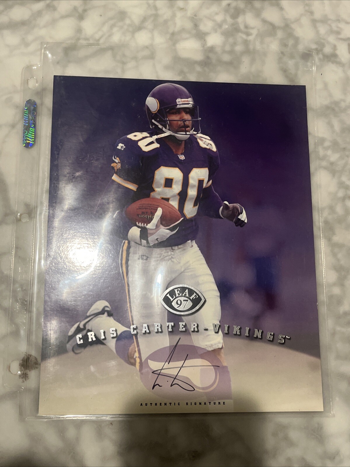 Chris Carter Signed 1997 Leaf 8x10 Minnesota Vikings Photo Chris Carter Signed 1997 Leaf 8x10 Minnesota Vikings Photo