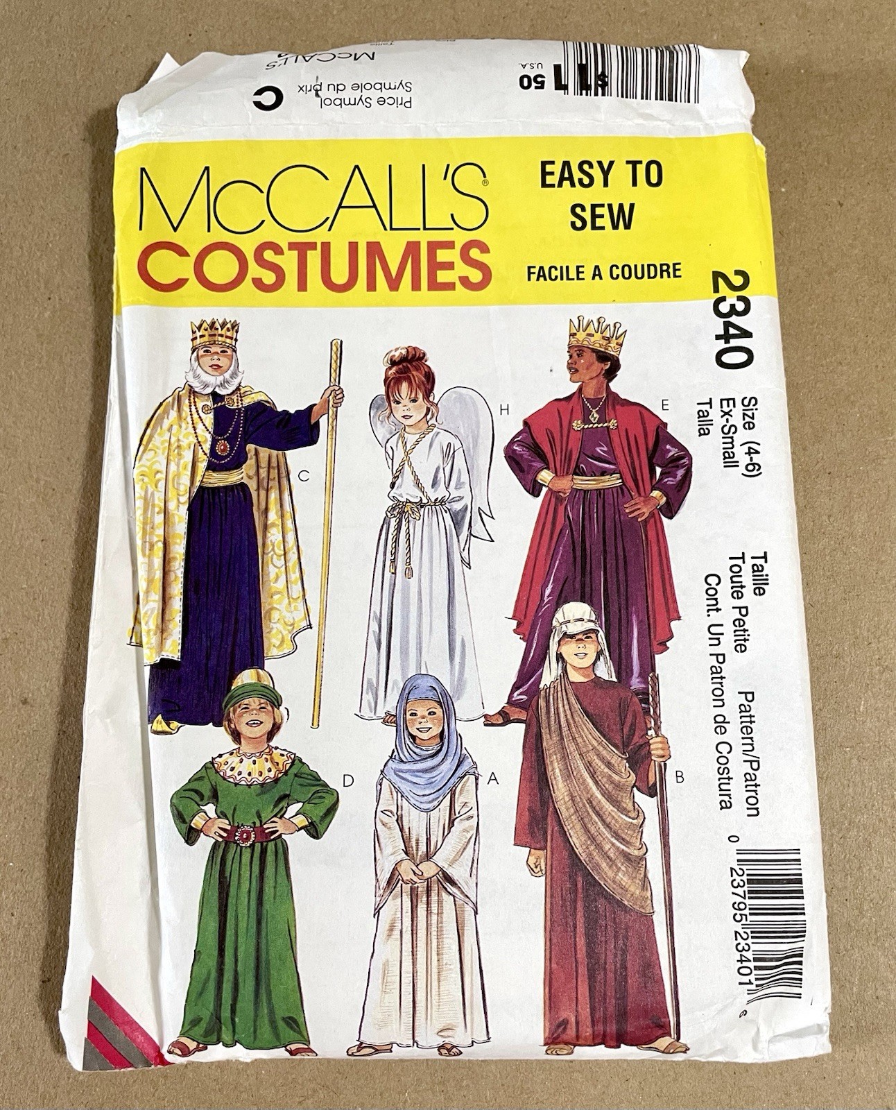 McCall\'s 2340 Children\'s Costumes Boys & Girls Size 4-6 Ex-Small 1999 UNCUT