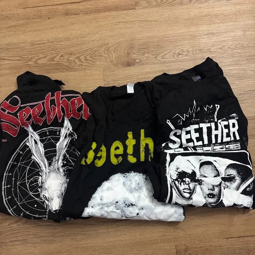Lot of 3 Seether 2012 Tour Concert Band T-shirt Black Gray Crow Cloud Nwot Sz XL Lot of 3 Seether 2012 Tour Concert Band T-shirt Black Gray Crow Cloud Nwot Sz XL