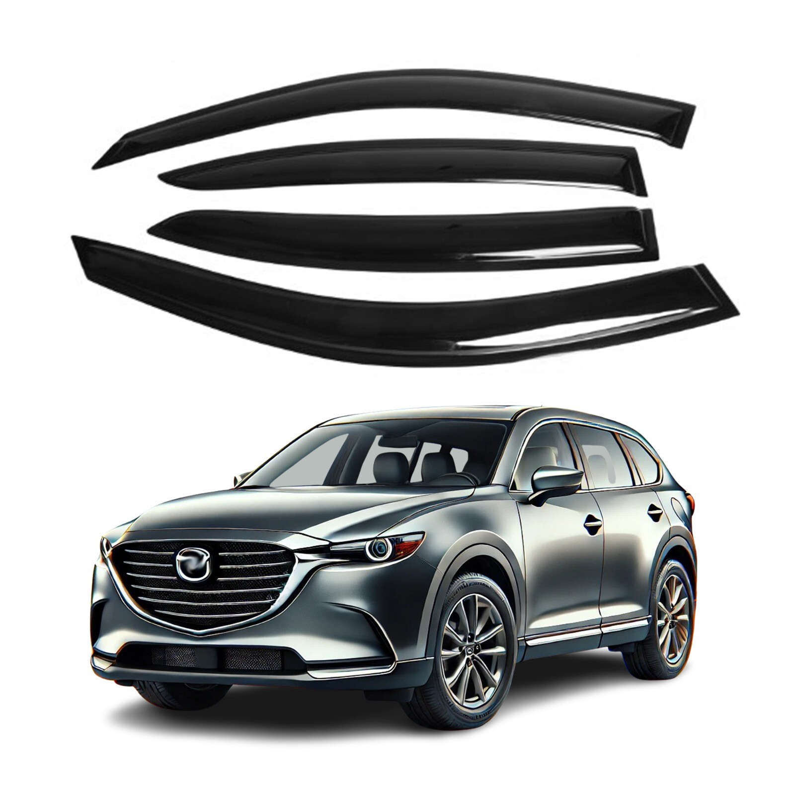 Fits Mazda CX-9 2016-2021 Side Window Visor Sun Rain Deflector Guard Fits Mazda CX-9 2016-2021 Side Window Visor Sun Rain Deflector Guard