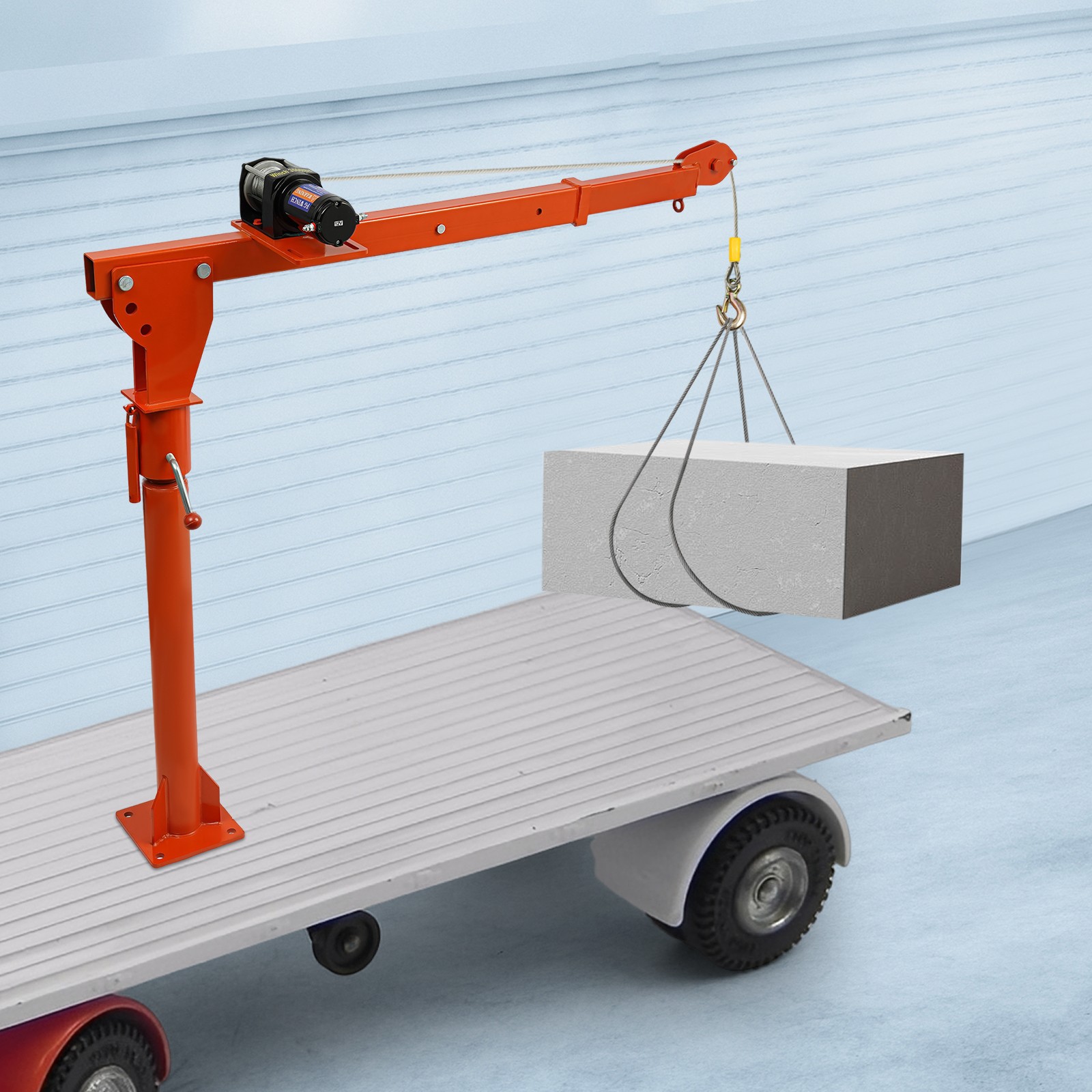 1100LB Truck-Mounted Crane Hoist Pickup Truck Jib Crane w/3000lb Electric Winch