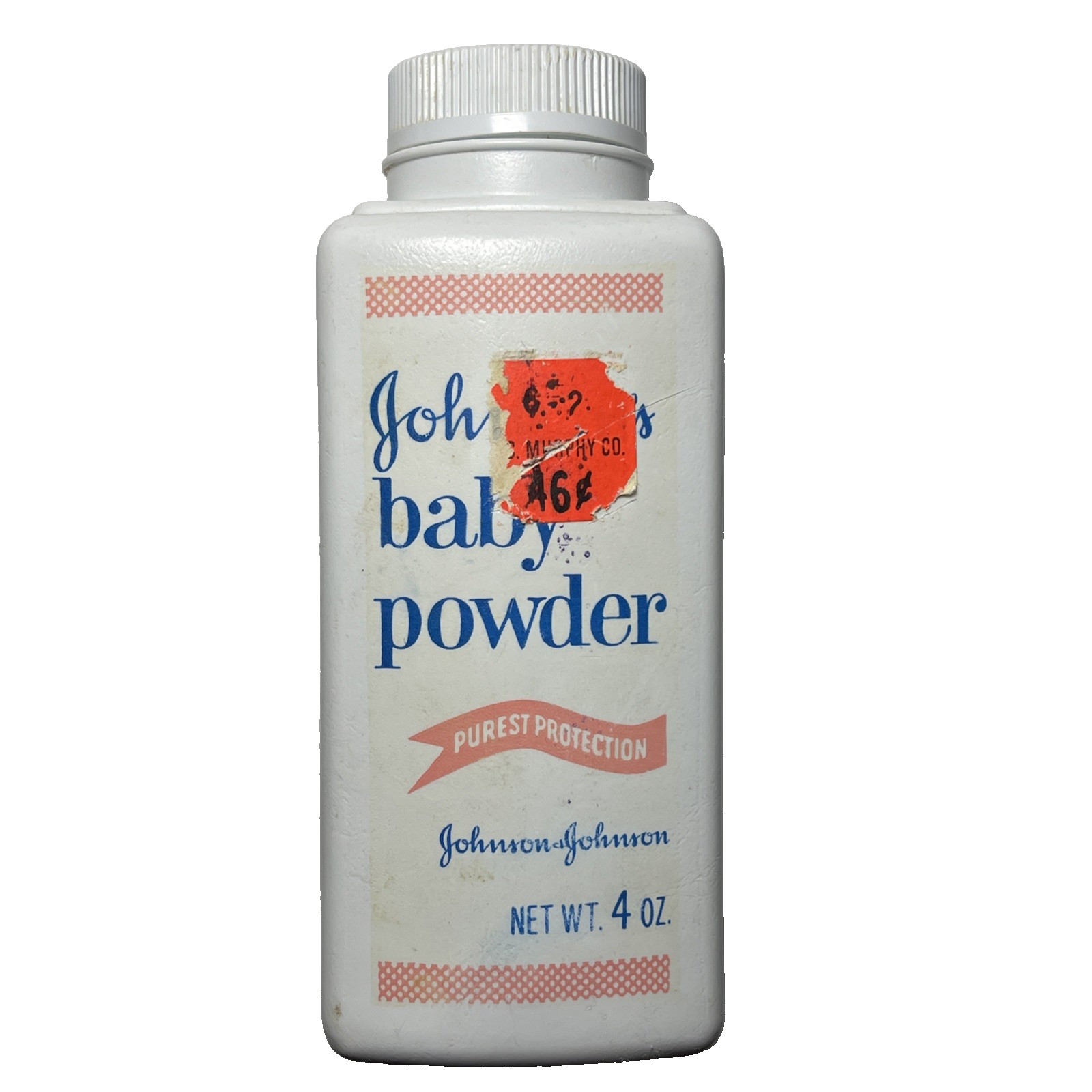 Vintage Johnson's Baby Powder Original Talc 4 oz Embossed Back