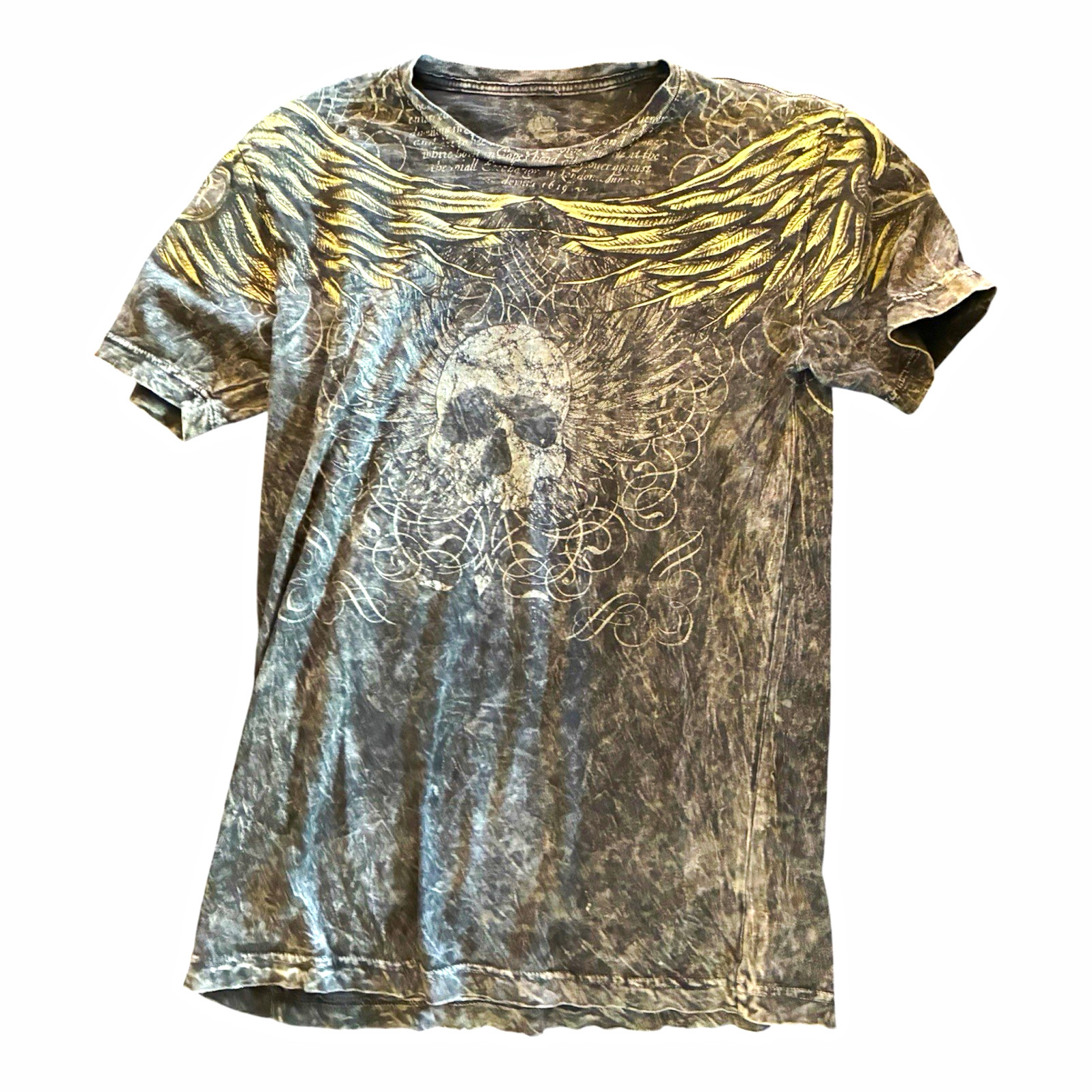 Helix Men’s Gray Cotton Skull Wings Graphic Crew Neck Short Sleeve T-Shirt M/L Helix Men’s Gray Cotton Skull Wings Graphic Crew Neck Short Sleeve T-Shirt M/L