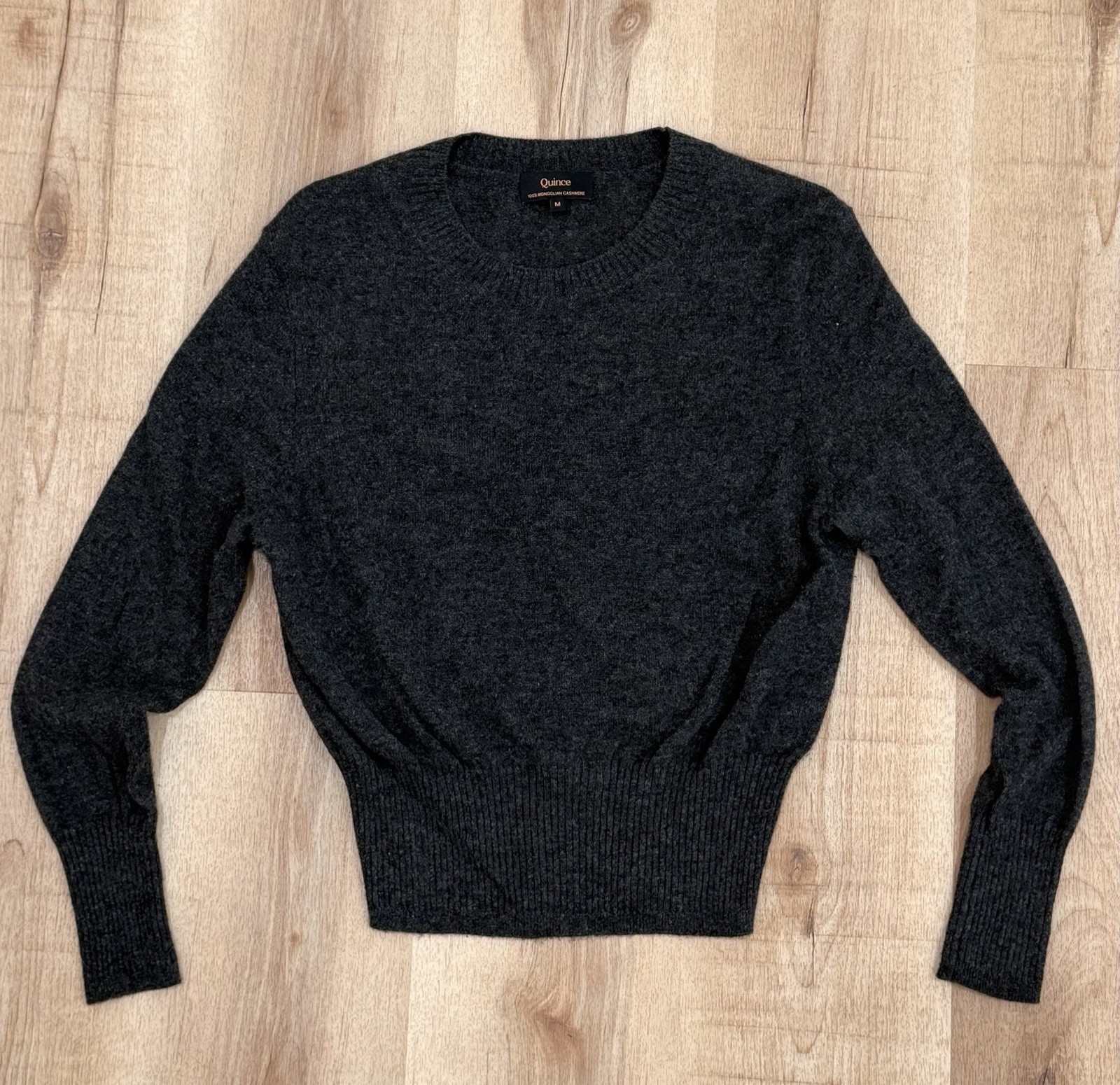 Quince 100% Mongolian Cashmere Sweater Women’s M Heather Charcoal Crewneck