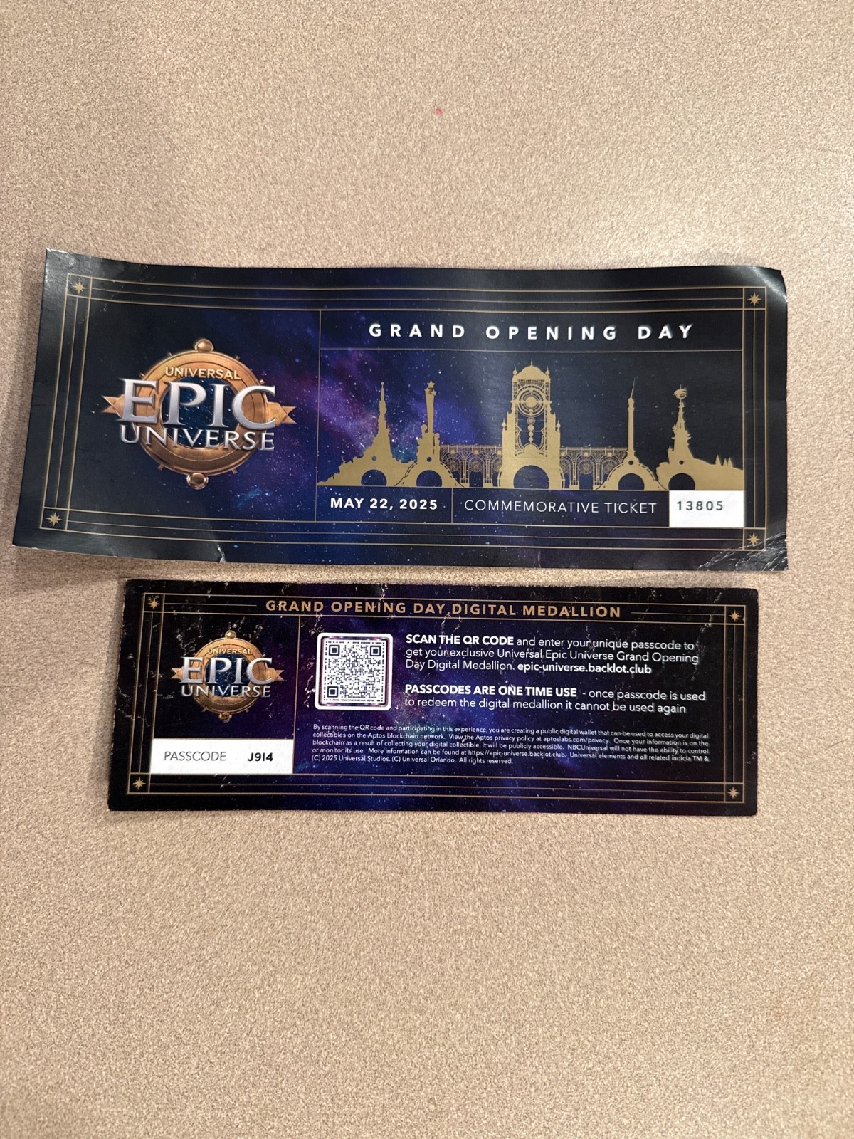 RARE EPIC UNIVERSE OPENING DAY COMMEMORATIVE TICKET RARE EPIC UNIVERSE OPENING DAY COMMEMORATIVE TICKET