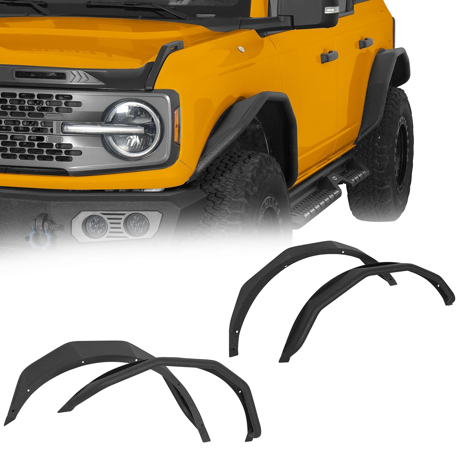 Tubular Steel Fender Flares for Ford Bronco 4 Door 2021 2022 2023 2024 2025 2026