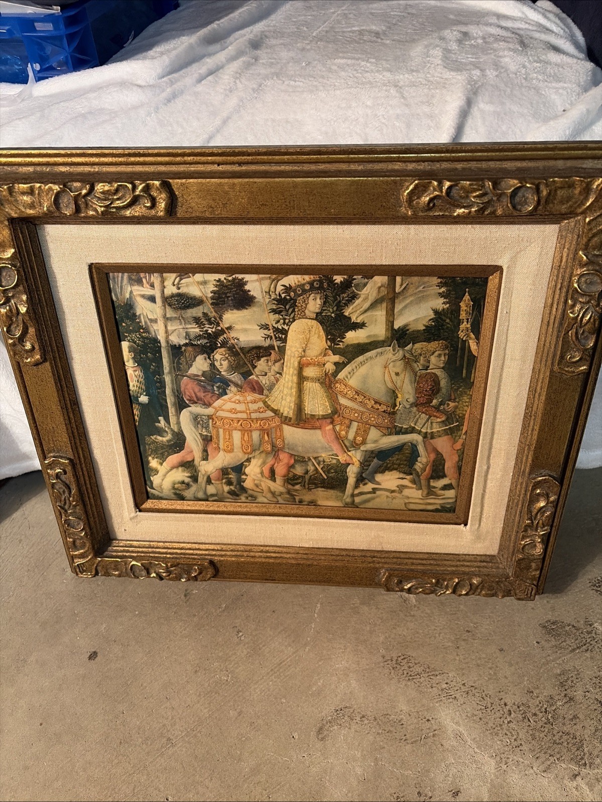 Enamel on Copper “Procession Of The Magi” Painting Gilt Framed Gozzoli 22x19” Enamel on Copper “Procession Of The Magi” Painting Gilt Framed Gozzoli 22x19”