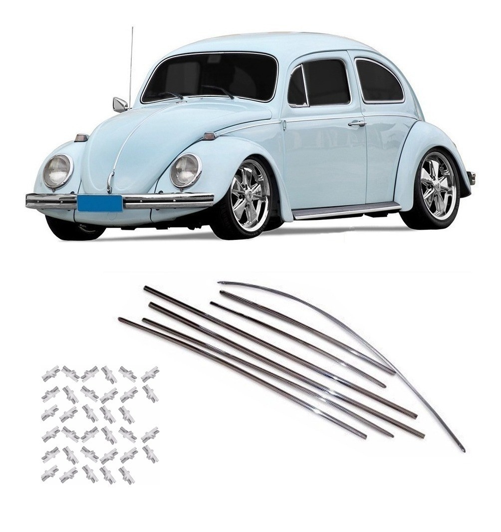 Aluminum Exterior Body Molding Trims 1cm Set w/ Clips VW T1 Bug Beetle 1967-1979