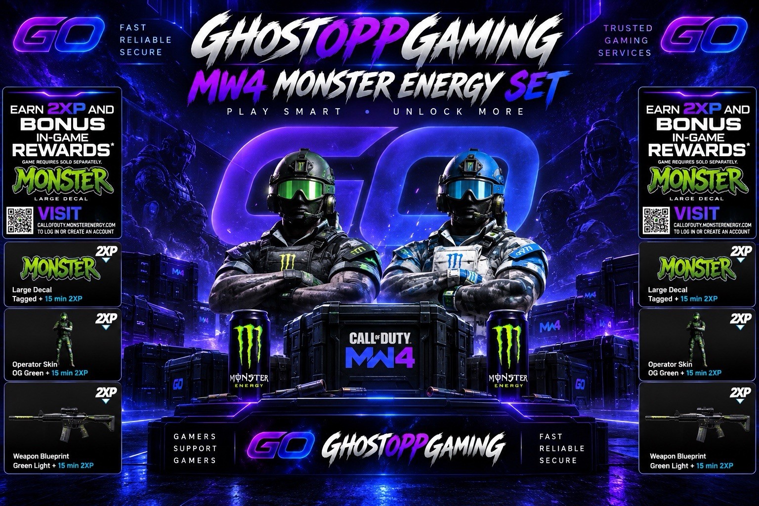 Call Of Duty MW4 Monster Energy Complete Set  6 Codes