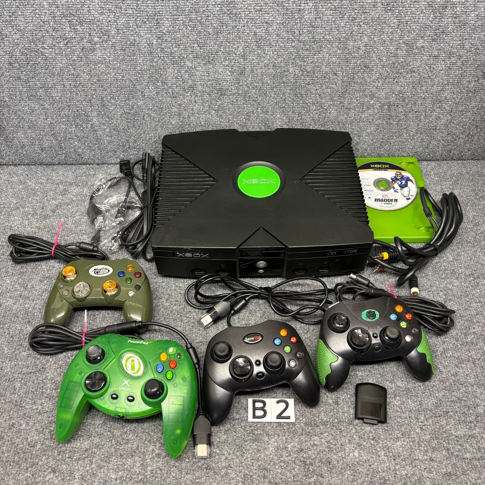 Original Microsoft Xbox Console Bundle 4 Controllers Cables Game Tested Working