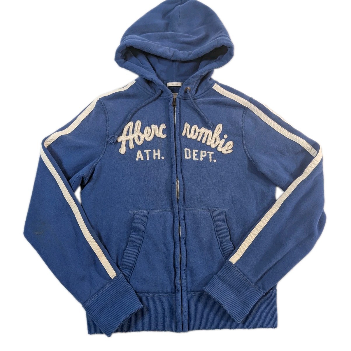 Vtg Y2K Abercrombie & Fitch Muscle Hoodie Full Zip Heavy Sz Med Distressed VTG Vtg Y2K Abercrombie & Fitch Muscle Hoodie Full Zip Heavy Sz Med Distressed VTG