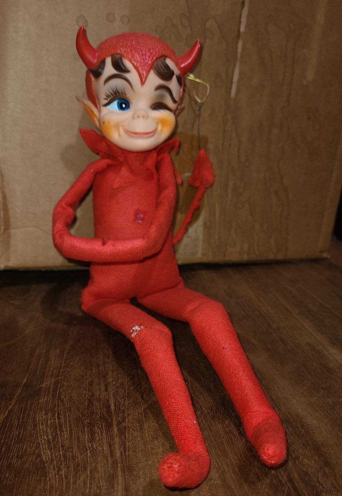 Vintage 1968 KAMAR, Winking RED DEVIL elf, Sitting or Hanging Design Vintage 1968 KAMAR, Winking RED DEVIL elf, Sitting or Hanging Design