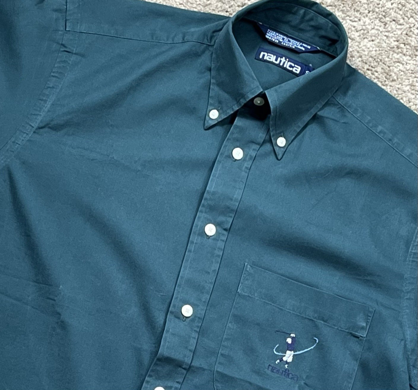 Vintage Nautica Golf Style 90s Button Up Collar Hunter Green Men’s Size Small Vintage Nautica Golf Style 90s Button Up Collar Hunter Green Men’s Size Small