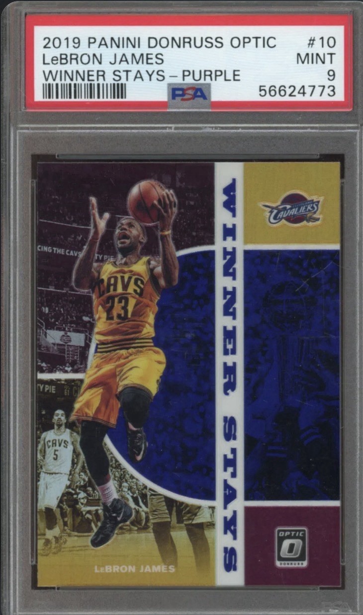 2019 Panini Donruss Optic LeBron James Winner Stays Purple #10 PSA 9 Mint 2019 Panini Donruss Optic LeBron James Winner Stays Purple #10 PSA 9 Mint