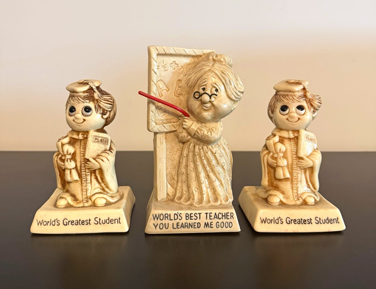 Russ Berries Vintage Figurines Lot of 3 Teacher Student 1970s Russ Berries Vintage Figurines Lot of 3 Teacher Student 1970s