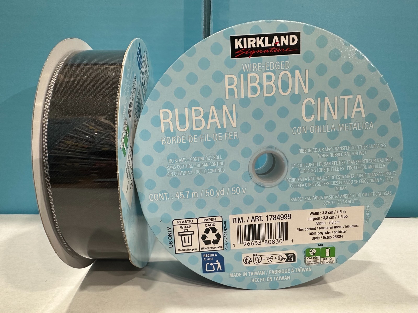 Kirkland Signature Wire Edged Ribbon 50 Yards (1.5 or 2.5 in) New Sealed Roll Kirkland Signature Wire Edged Ribbon 50 Yards (1.5 or 2.5 in) New Sealed Roll