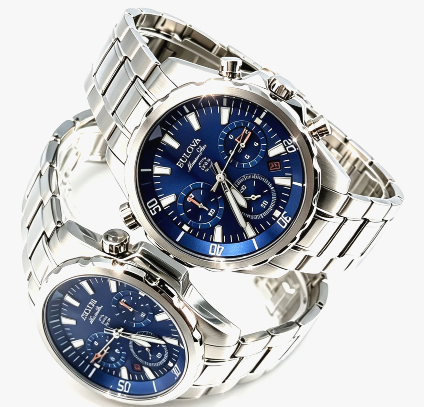 Bulova Marine Star 96B256 Men's Quartz Chronograph Blue Dial Steel Bracelet New