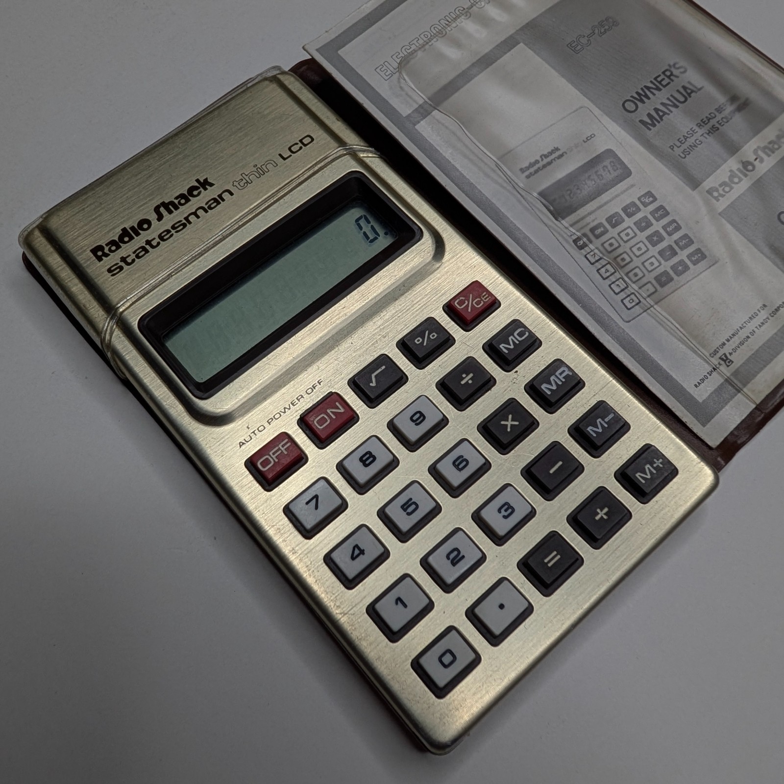 Vtg 1981 Radio Shack Statesman Thin LCD Calculator EC-259 w/ Manual Wallet Case Vtg 1981 Radio Shack Statesman Thin LCD Calculator EC-259 w/ Manual Wallet Case