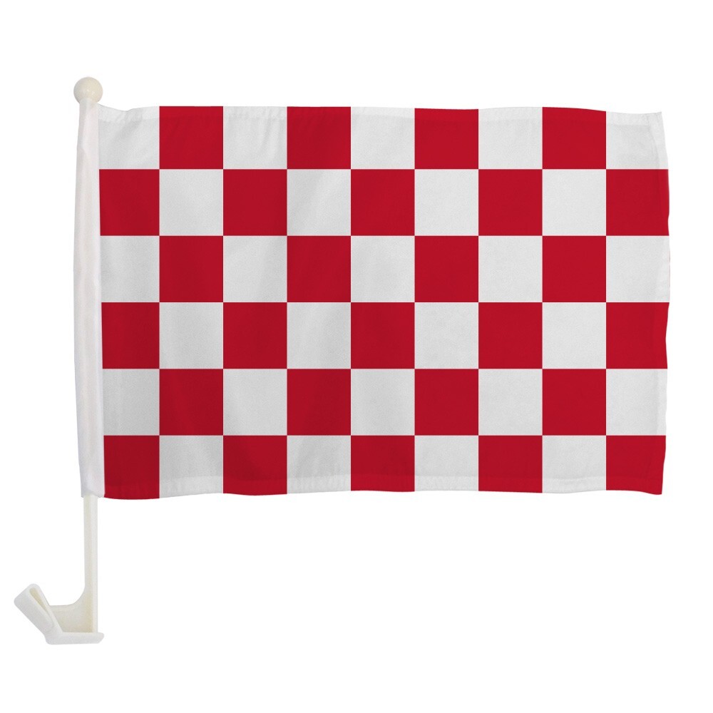 1 Dozen Red & White Checkered Car Flag Single Sided Checkered Car Window Flag