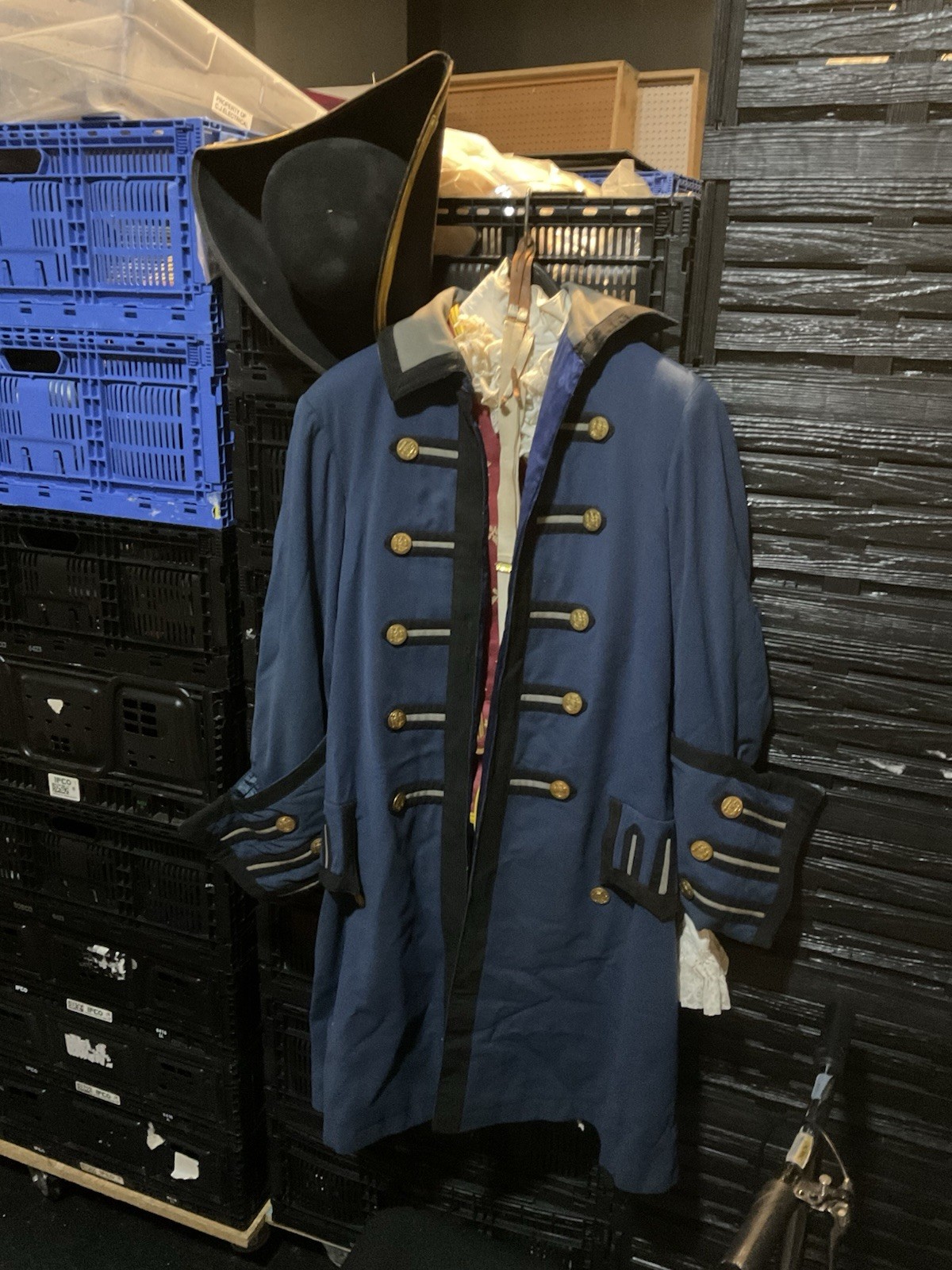 Antique Theatrical Costume Set, Colonial Napoleonic Coat Hat Vest