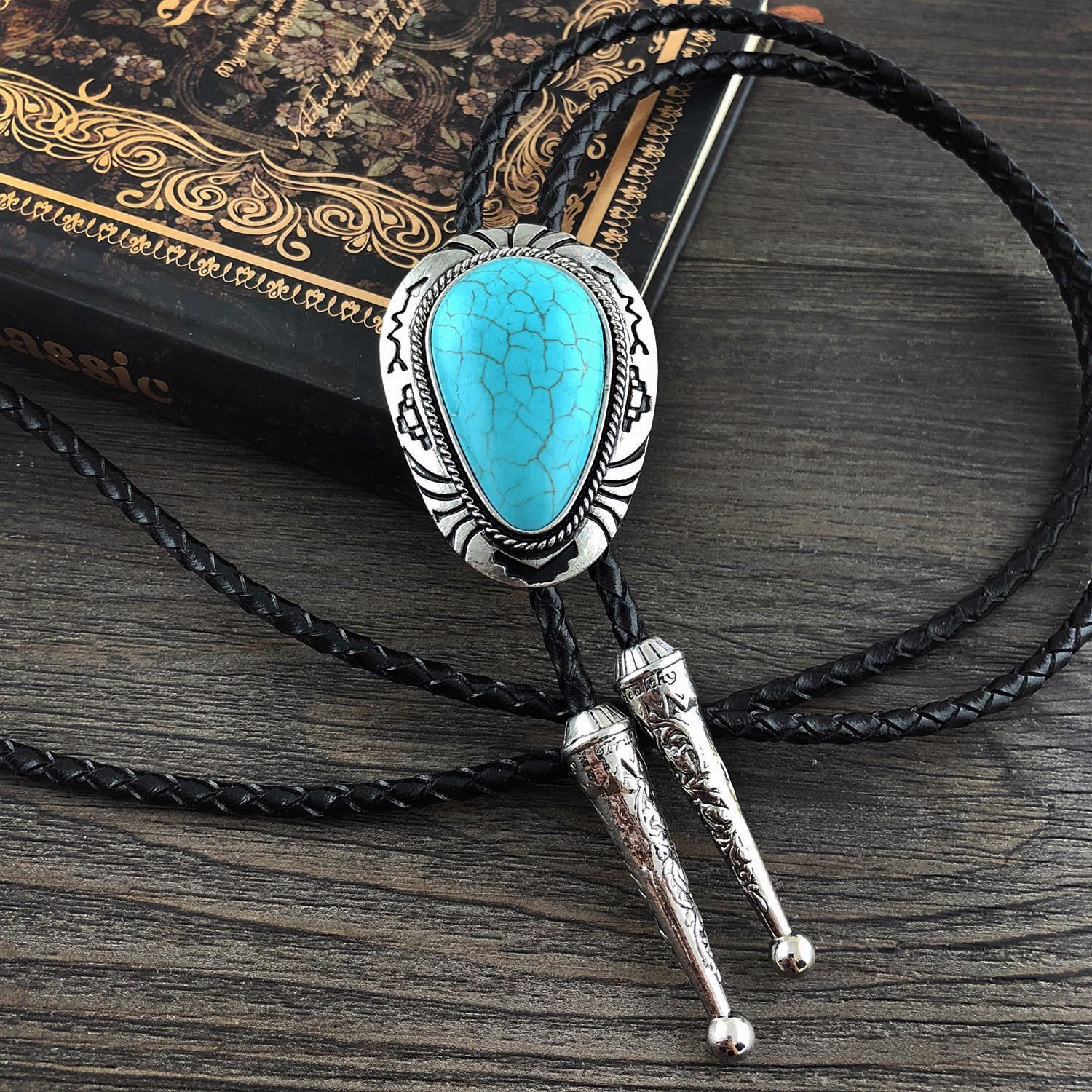 Totem Turquoise Mens Bolo Tie Bridegroom Wedding Necklace Western Cowboy Necktie Totem Turquoise Mens Bolo Tie Bridegroom Wedding Necklace Western Cowboy Necktie