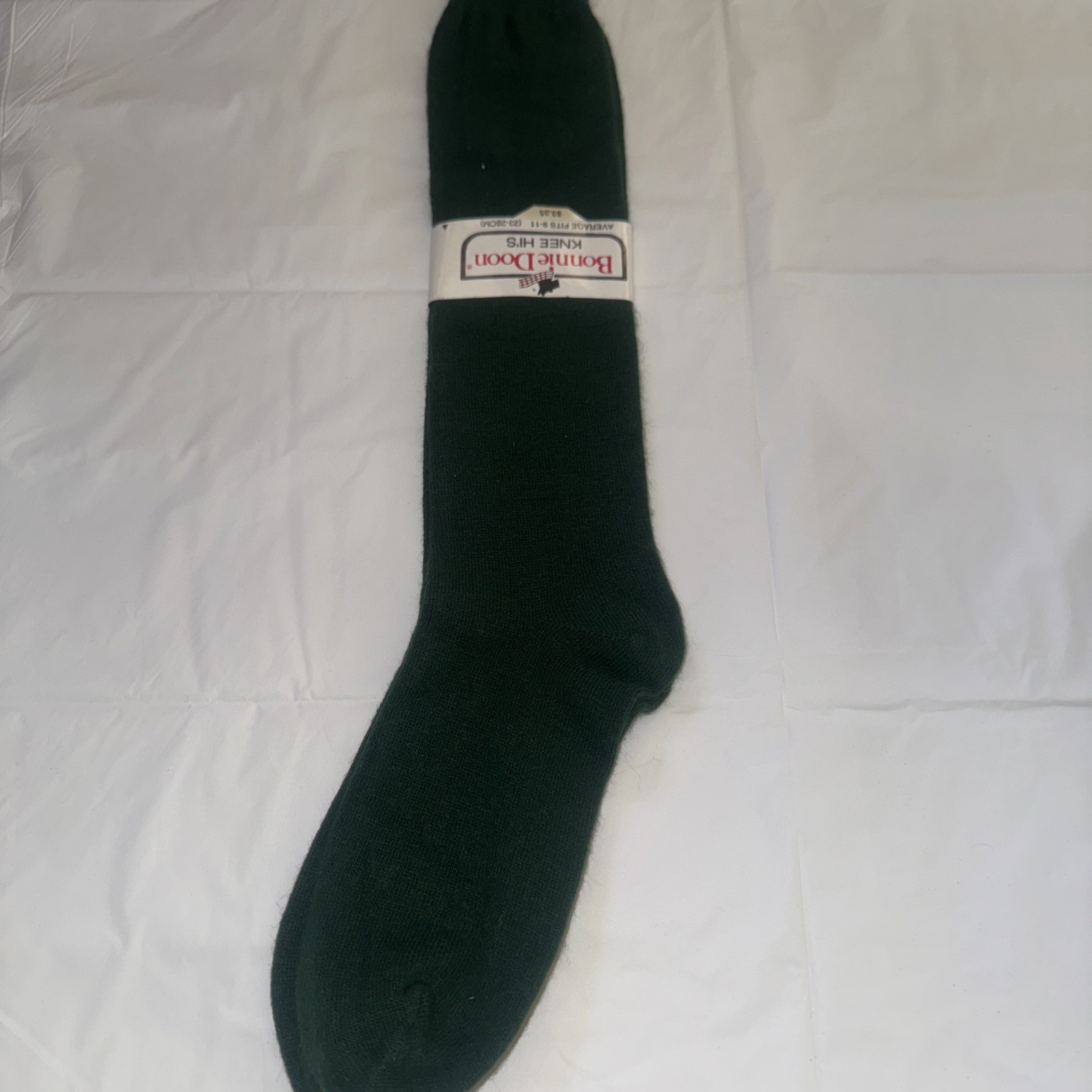 ⁠Vintage Bonnie Doon Featherpuff Knee High Socks Forest Green Orlon USA NOS 9-11