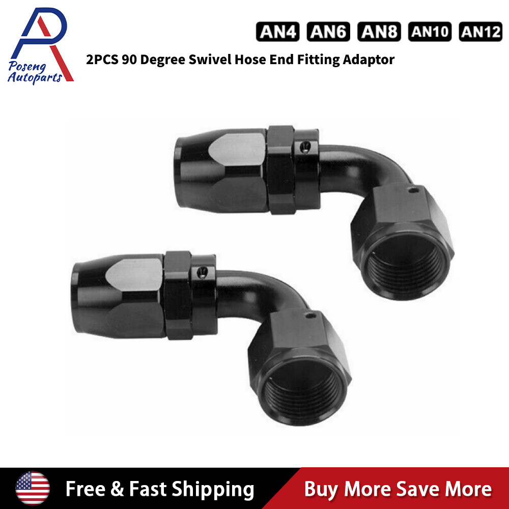 2pcs 4/6/8/10/12 AN 90 Degree Swivel Hose End Fitting Adaptor For CPE Fuel Hose