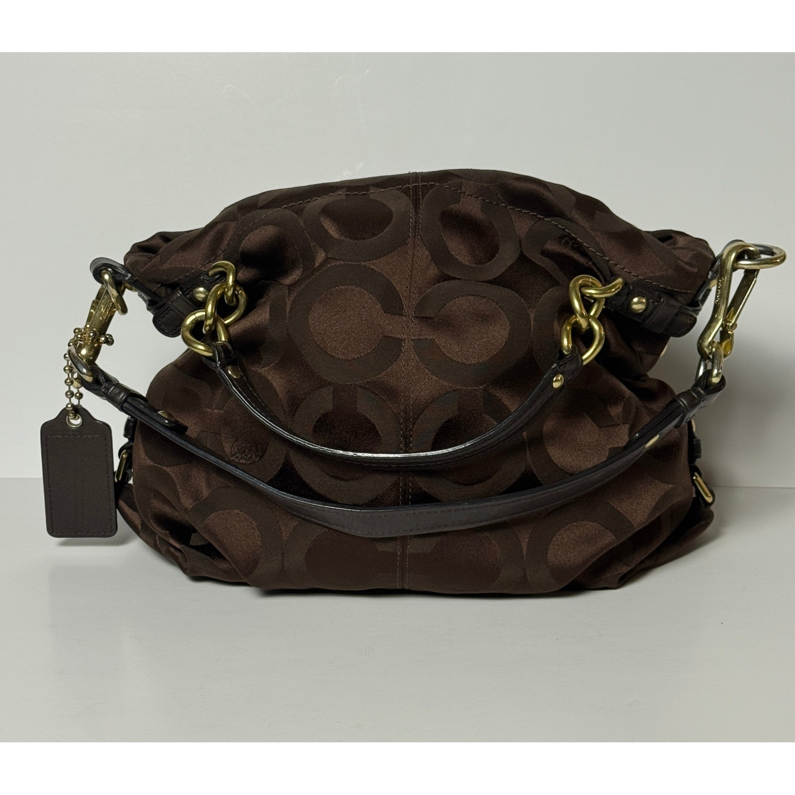 Coach Signature C Kristen Hobo Bag Brown Jacquard Satchel Purse Coach Signature C Kristen Hobo Bag Brown Jacquard Satchel Purse