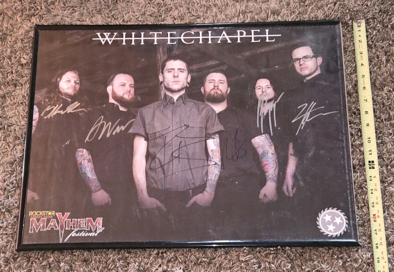 ORIGINAL Whitechapel Full Band Autographed Signed Tour Poster MAYHEM FESTIVAL ORIGINAL Whitechapel Full Band Autographed Signed Tour Poster MAYHEM FESTIVAL
