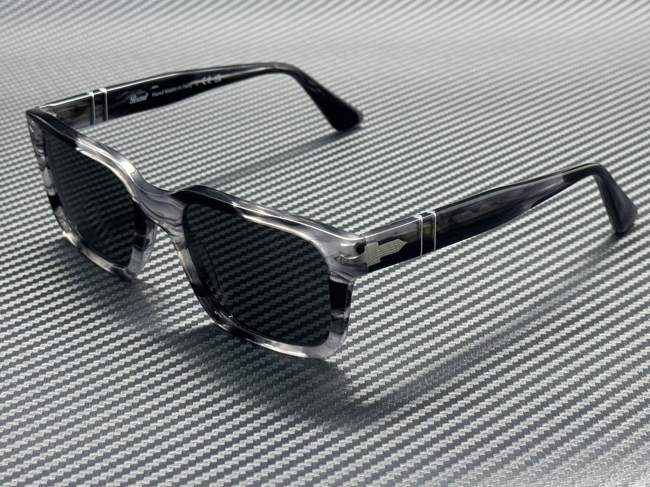 PERSOL PO3272S 1238B1 Striped Black Grey Men\'s 53 mm Sunglasses