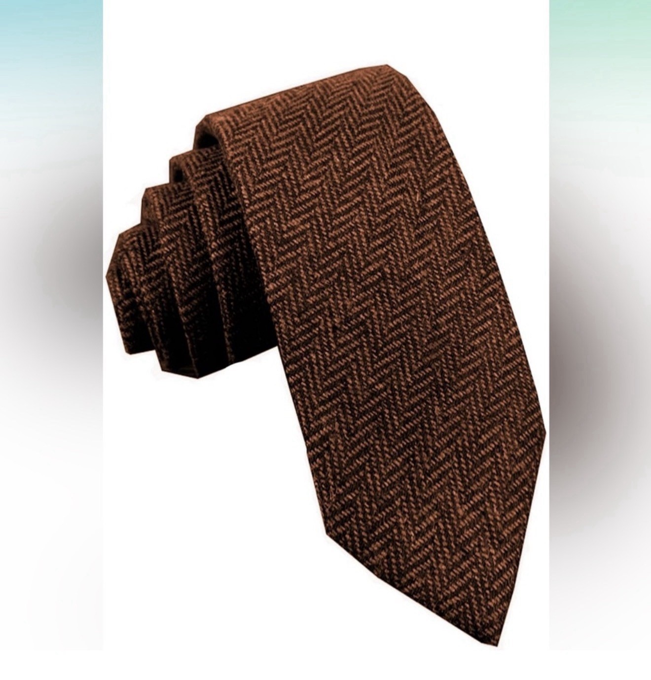 Ceehuteey Men\'s Suit Necktie Tweed Wool New With Tags Burnt Orange/Black NEW