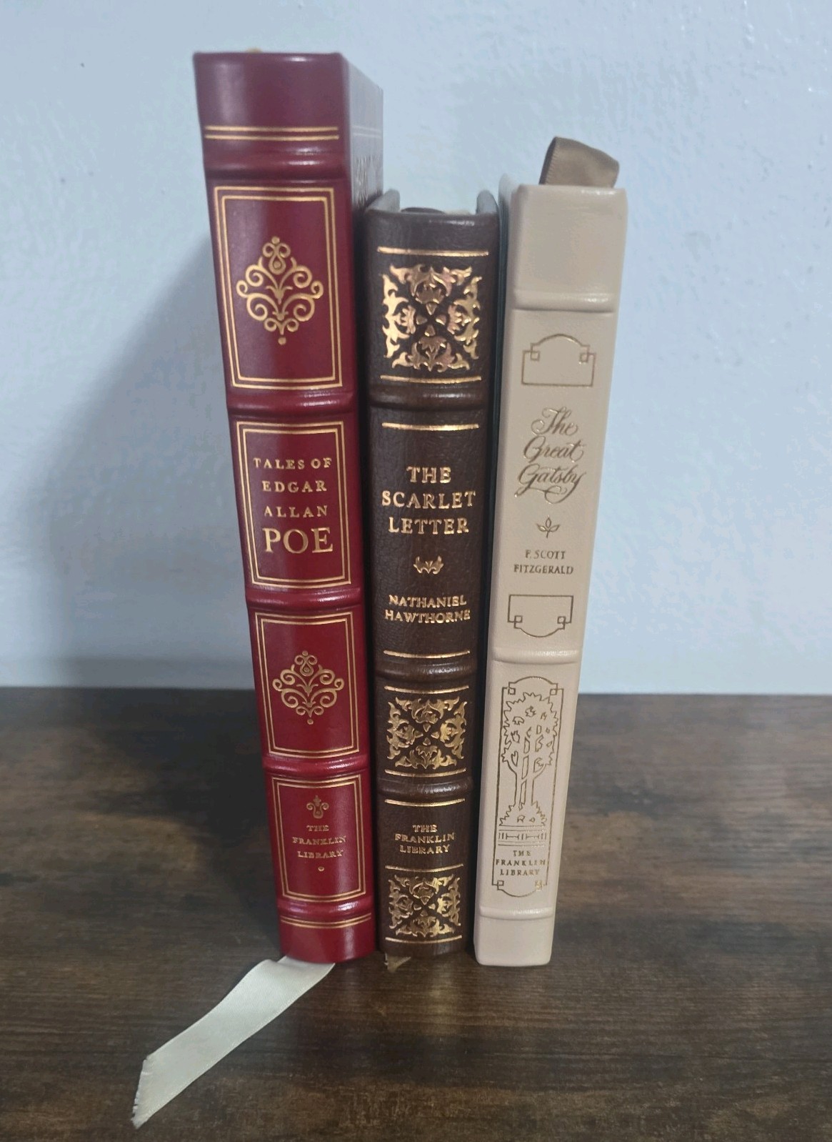 Franklin Library Leather Bound Classics Poe Scarlet Letter Great Gatsby Lot of 3 Franklin Library Leather Bound Classics Poe Scarlet Letter Great Gatsby Lot of 3