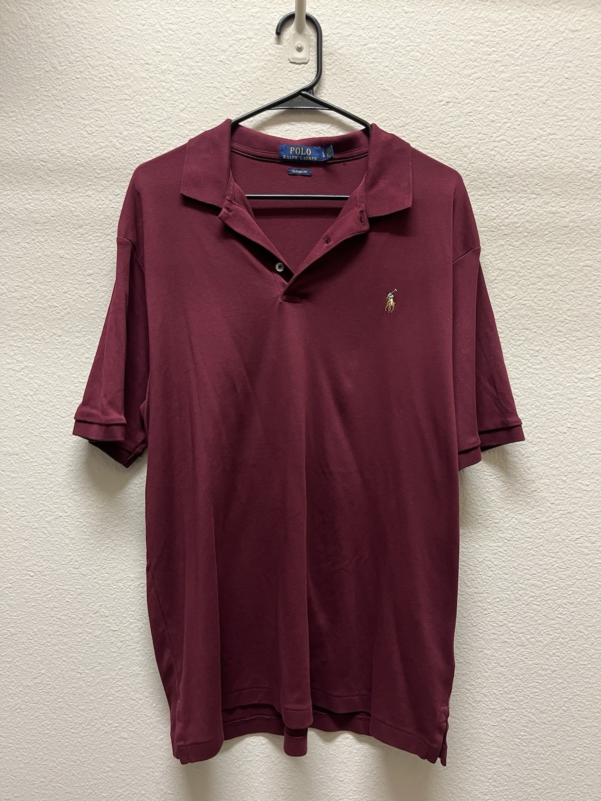 Ralph Lauren Polo Short Sleeve Polo Shirt Maroon Classic Fit Size Large Ralph Lauren Polo Short Sleeve Polo Shirt Maroon Classic Fit Size Large