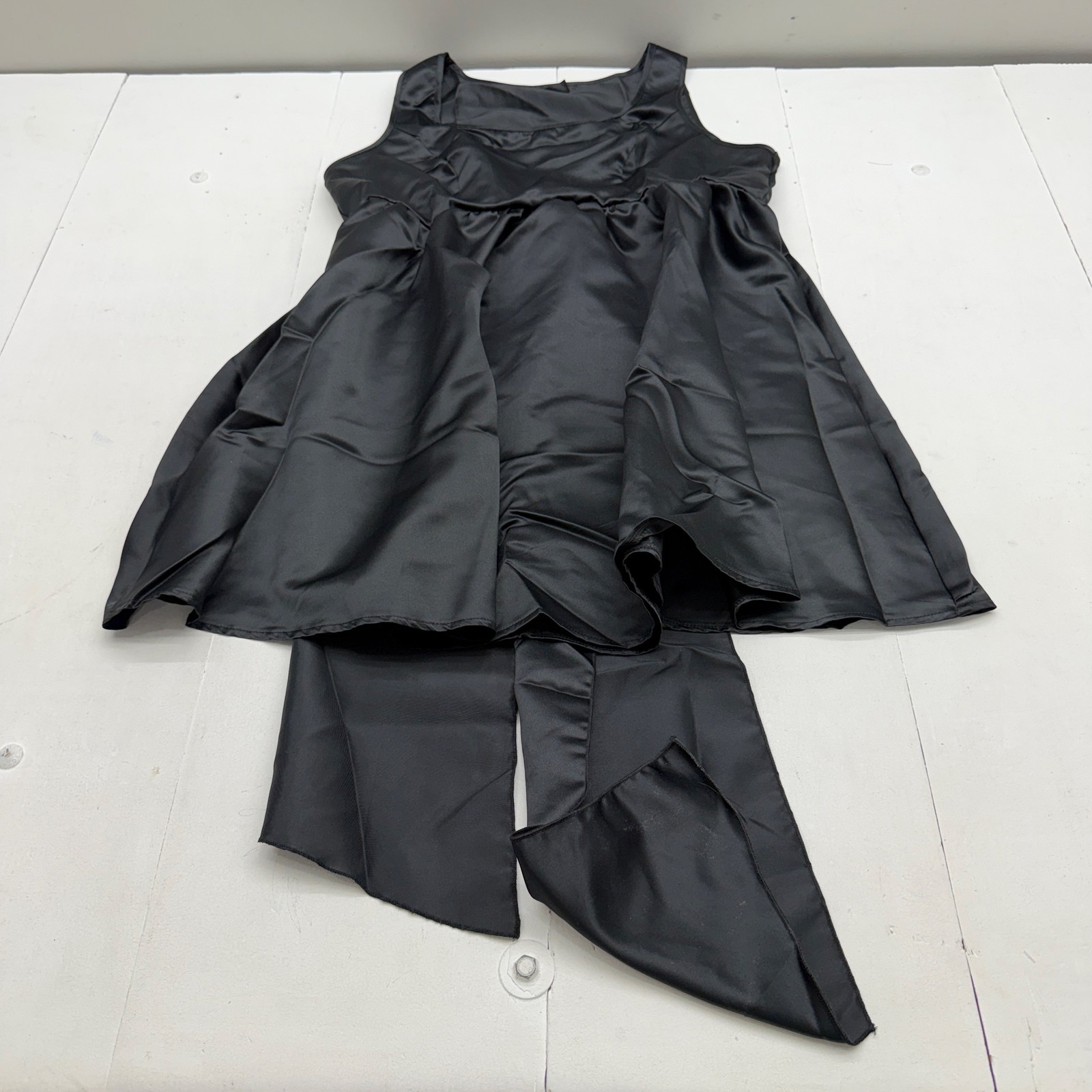 SheIn Curve Dress Womens 2XL Black Satin Scoop Neck Asymmetric Bow Hem Party