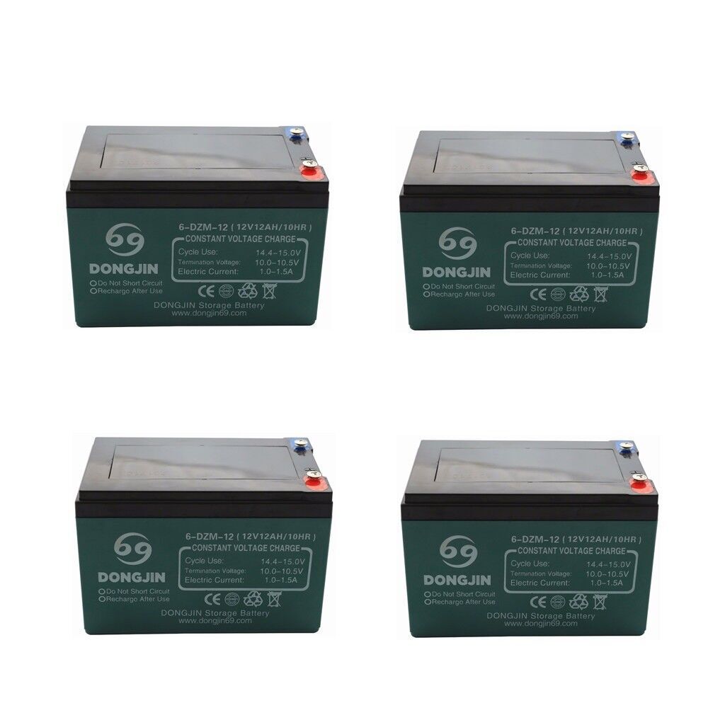 4pc 12V 12Ah 6-DZM-12 Battery 6-DZF-12 Electric Mobility Scooter ATV Quad Bike