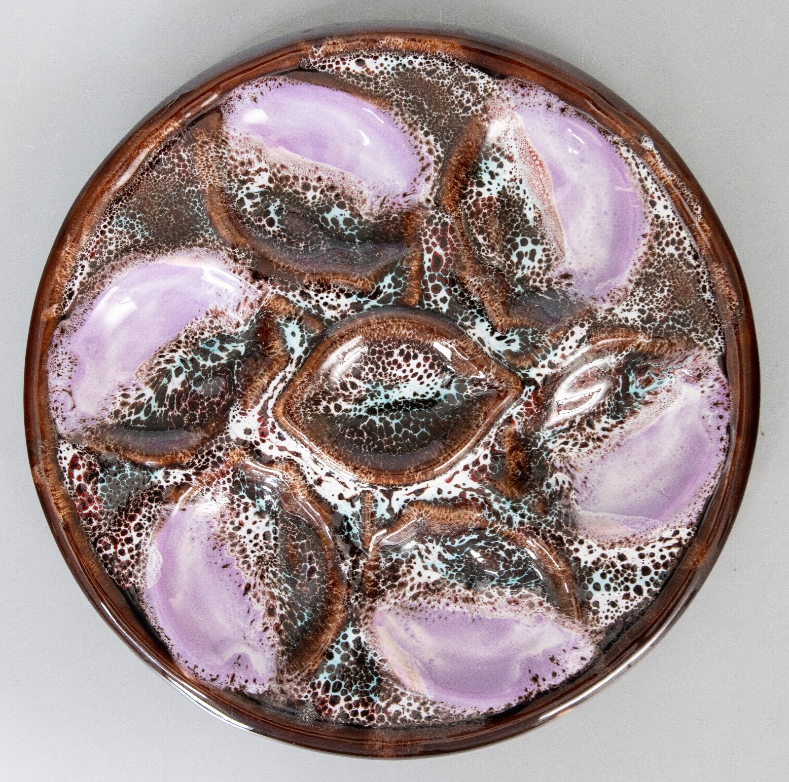 Vintage Mid Century French Vallauris Majolica Ceramic Oyster Plate - 4 Available Vintage Mid Century French Vallauris Majolica Ceramic Oyster Plate - 4 Available