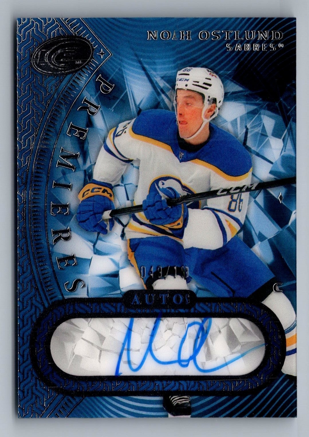 2025-26 Upper Deck Ice #IPANO Noah Ostlund Sabres Rookie Auto #49/199 2025-26 Upper Deck Ice #IPANO Noah Ostlund Sabres Rookie Auto #49/199