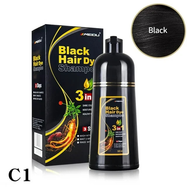 3 Pack MEIDU Black Hair Dye Shampoo for Gray Hair Semi-Permanent 3 in 1