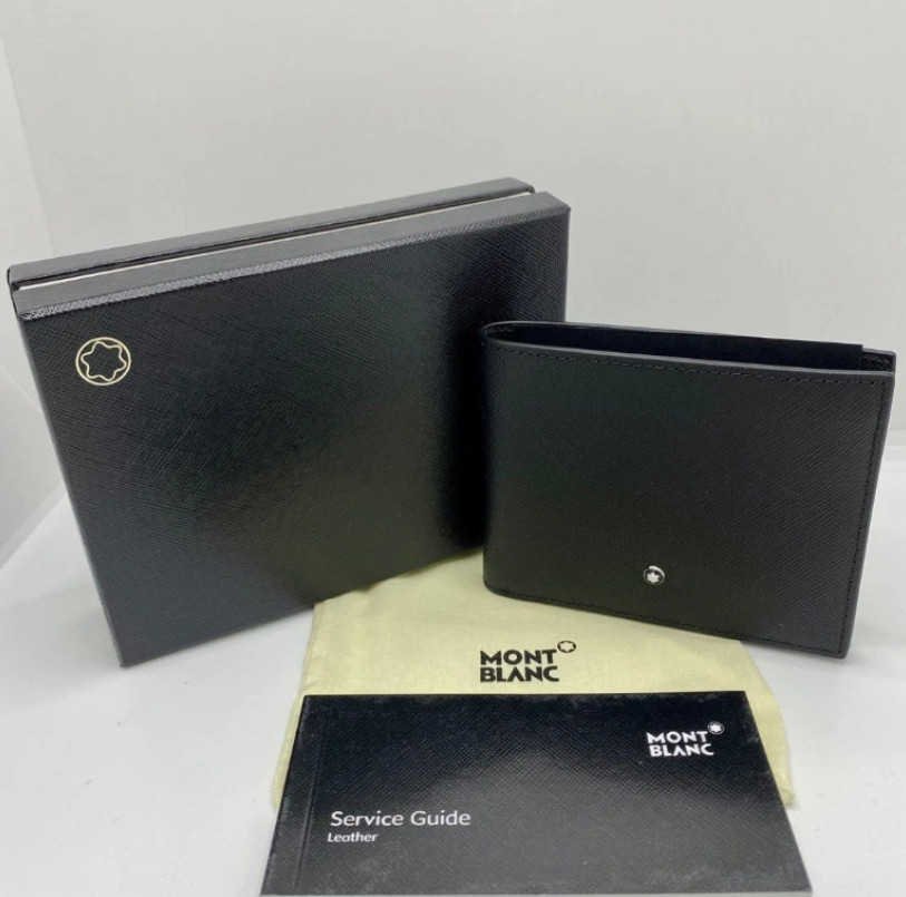 Montblanc 6cc Meisterstuck Wallet Black Leather Bifold Card Holder Men NIB