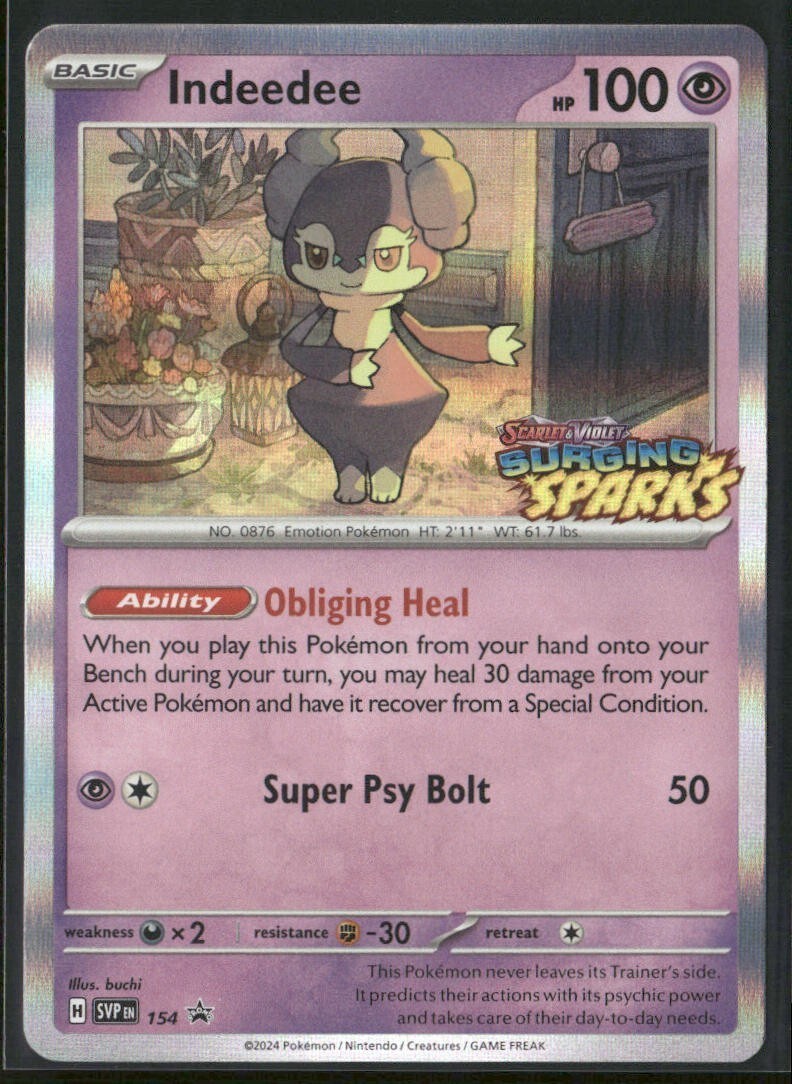 Indeedee SVP 154 Pre Release Surging Sparks - Pokemon TCG Black Star Promo NM
