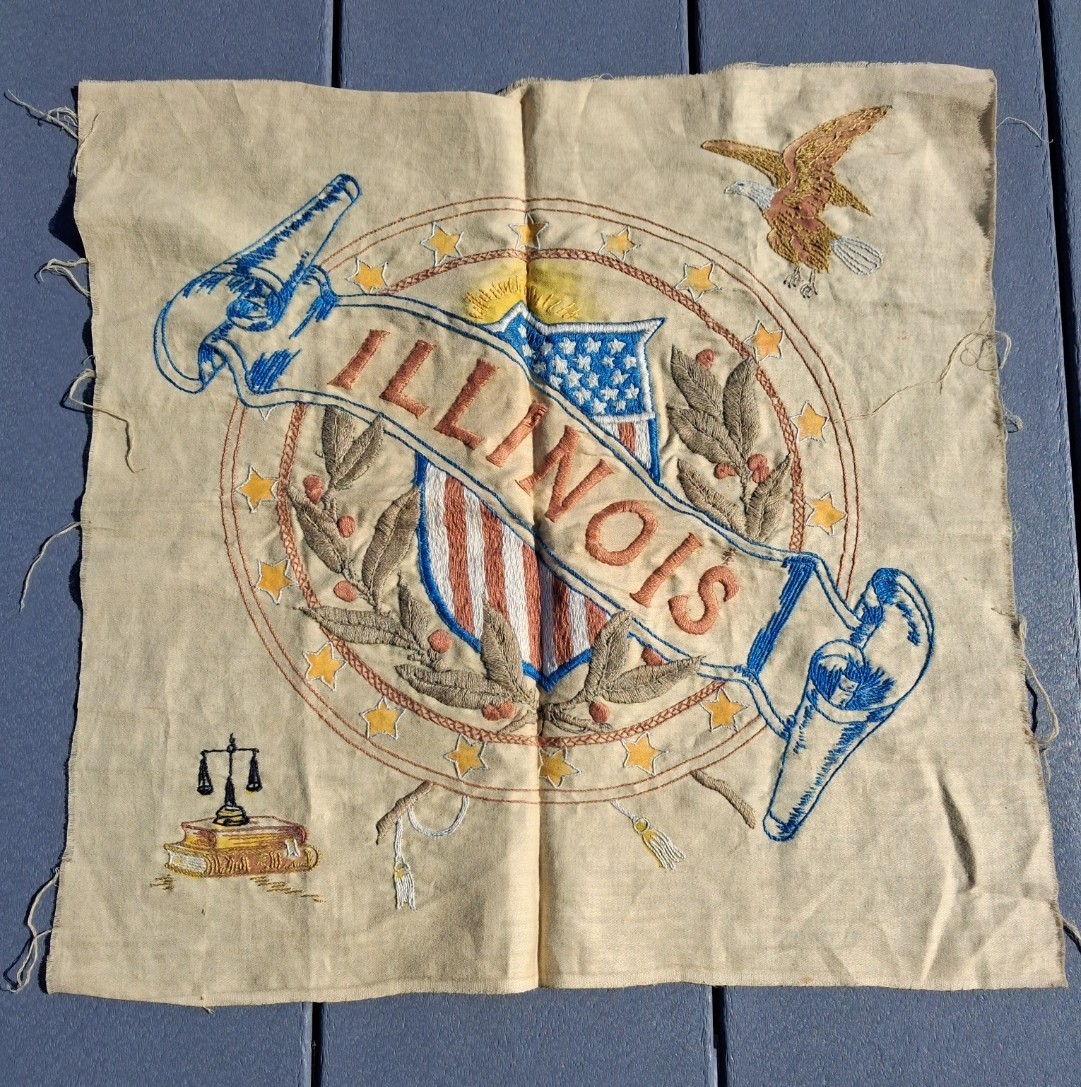 Illinois Embroidered Patriotic Banner Flag