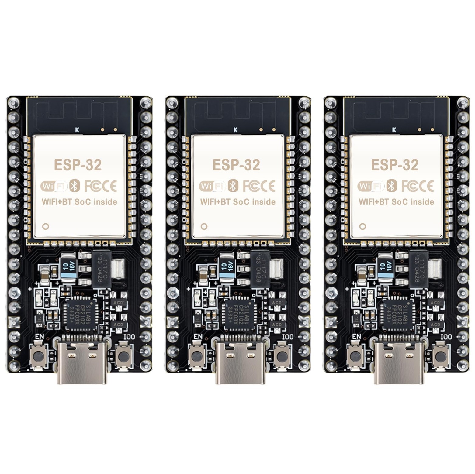 3-Pack ESP32-DevKitC-32 Development Board, Type-C, 38-Pin 3-Pack ESP32-DevKitC-32 Development Board, Type-C, 38-Pin